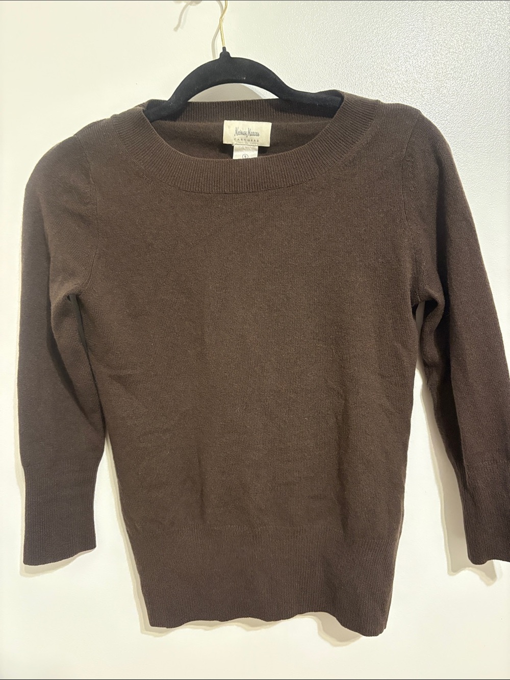 Neiman Marcus Cashmere Women's Dark Brown Crewneck Sweater